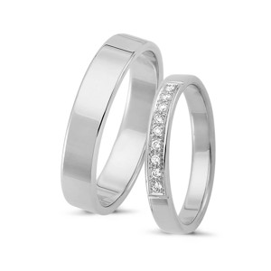 Ringe aus 14 Karat Weißgold - 7 Diamanten im Brillantschliff. Kampagne "Süße Liebe